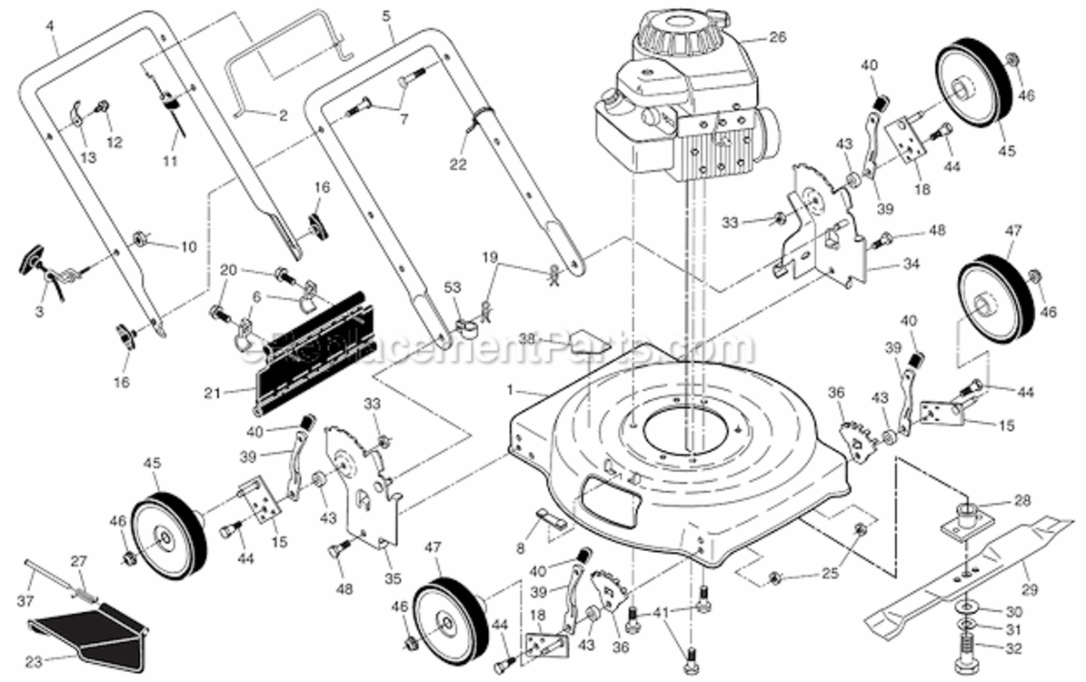 Page A Diagram and Parts List for 96116000301  Weed Eater Lawn Mower